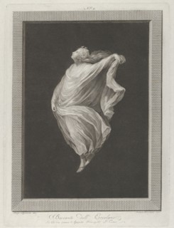 A bacchante seen in profile facing left