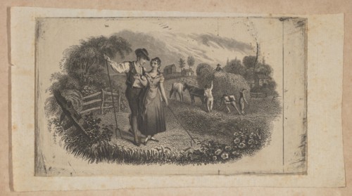 Banknote vignette with haymakers symbolizing rural industry
