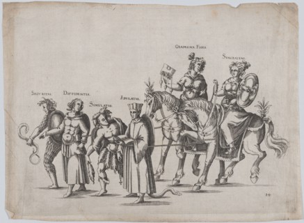 Plate 14: Six figures marching in a procession