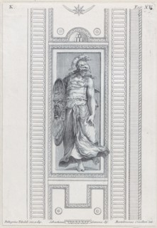 Plate 15: mythological figure wearing a helmet and holding a shield