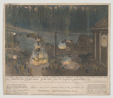 A Perfect Description of the Firework in Covent Garden that was perform'd at the Charge of...