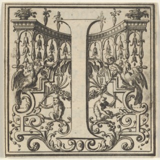 Roman Alphabet letter I with Louis XIV decoration