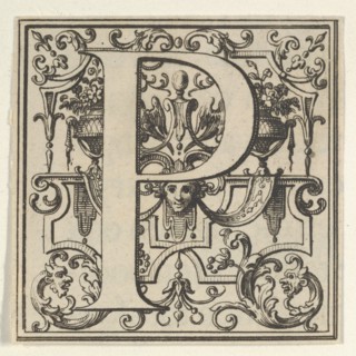 Roman Alphabet letter P with Louis XIV decoration