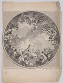 Saint Louis presenting his sword to Christ