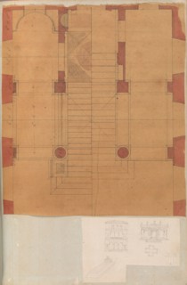 Page from a Scrapbook containing Drawings and Several Prints of Architecture