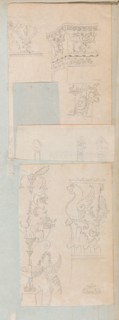 Page from a Scrapbook containing Drawings and Several Prints of Architecture