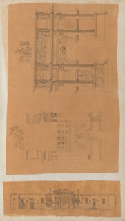 Page from a Scrapbook containing Drawings and Several Prints of Architecture