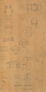 Page from a Scrapbook containing Drawings and Several Prints of Architecture