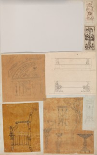 Page from a Scrapbook containing Drawings and Several Prints of Architecture