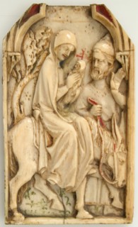 Central Leaf from a Polyptych with Flight into Egypt, French, 14th century.