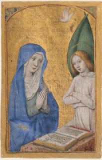 Manuscript Leaf with the Annunciation from a Book of Hours, French, ca. 1485-90.