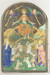 Manuscript Leaf with the Last Judgment, from a Book of Hours, French, ca. 1400.