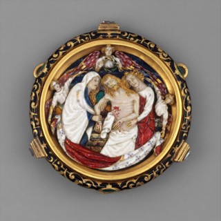 The Dead Christ with the Virgin, Saint John, and Angels, French, ca. 1390-1405.