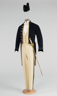 Court presentation ensemble, French, 1869.