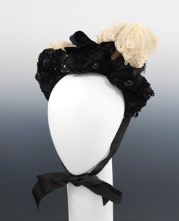 Evening bonnet, French, 1885.