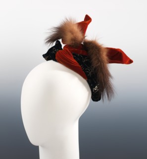 Evening hat, French, 1889. Worn by Amelia Beard Hollenback (1844-1918)