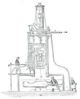 Nasmyth's patent steam hammer, 1844. Creator: Unknown.