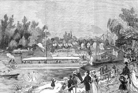 Swan-Upping on the Thames, from Brentford Ait, 1844. Creator: Unknown.