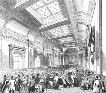 Lloyd's Commercial Room - admission of the public, 1844. Creator: Unknown.