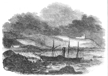 Wreck of "The Vanguard" steamer, off Cork Lighthouse, 1844. Creator: Unknown.