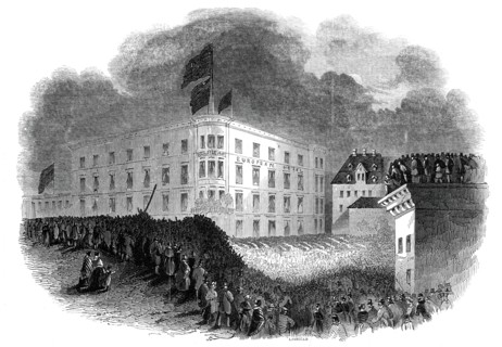 Torch-light concert at Mayence, 1845. Creator: Ebenezer Landells.
