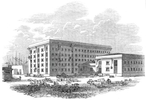 The new tea warehouses, London Docks, 1845. Creator: Unknown.