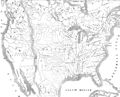 Map of North America, showing the...positions of Texas and Oregon with the United States, 1845. Creator: Unknown.