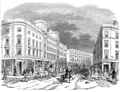 London improvements - Cranbourne Street, 1845. Creator: Unknown.