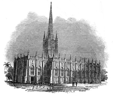 St. Paul's Cathedral, Calcutta, 1845. Creator: Josiah Wood Whymper.