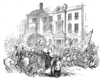 The Cymreigyddion Festival - the procession through Abergavenny, 1845. Creator: Smyth.