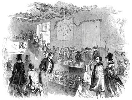 Interior of the Cymreigyddion Hall, Abergavenny, 1845. Creator: Unknown.