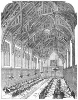 The Great Hall, Lincoln's Inn - the Royal Dejeuner, 1845. Creator: Unknown.
