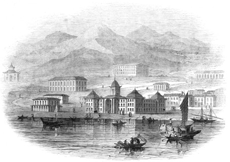 Victoria Barracks, Hong Kong - from a sketch by a correspondent, 1845. Creator: Unknown.
