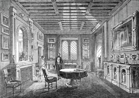 The Crimson Drawing-Room, Lansdown Tower, 1845. Creator: Unknown.