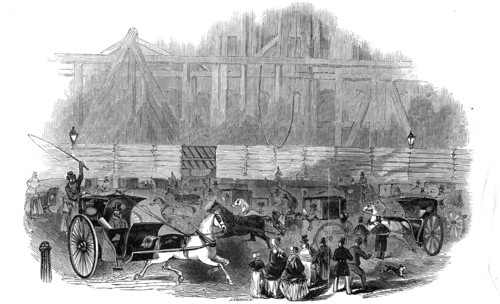 Office of the Board of Trade - scene on Sunday night, 1845. Creator: Ebenezer Landells.