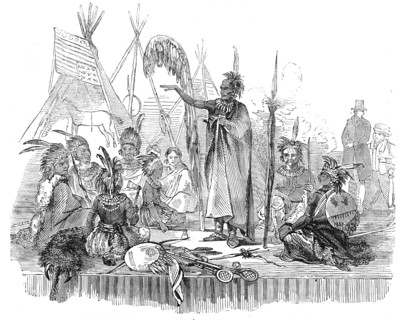 Encampment of Ioway Indians, Lord's Cricket Ground - the Welcome Speech, 1844. Creator: Unknown.