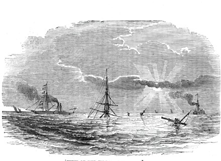 View of the wreck at sunset, 1844. Creator: Unknown.