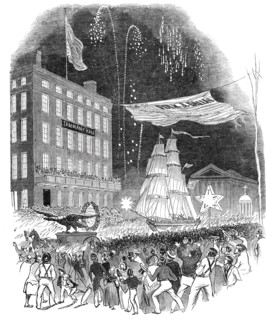 Torch light procession in New York, 1844. Creator: Unknown.