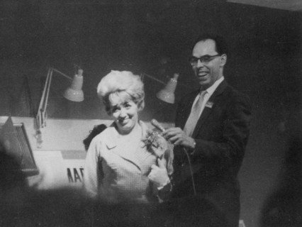 British singer Marion Ryan with Alan Dell, BBC radio broadcaster, c1959.