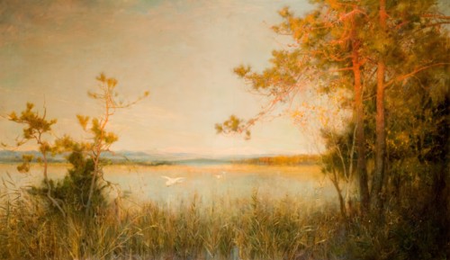 Reedy Mere And Sunlit Hills