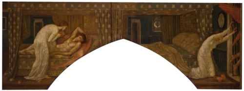 Cupid and Psyche - Palace Green Murals - Psyche holding the Lamp gazes on the Face of...