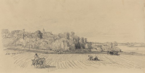 L'Ile aux Moines with Workers in a Field