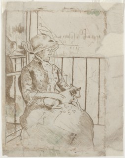 Susan on a Balcony Holding a Dog [verso]