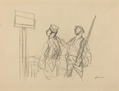 Two Soldiers Looking at a Placard