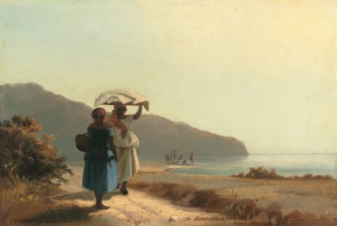 Two Women Chatting by the Sea