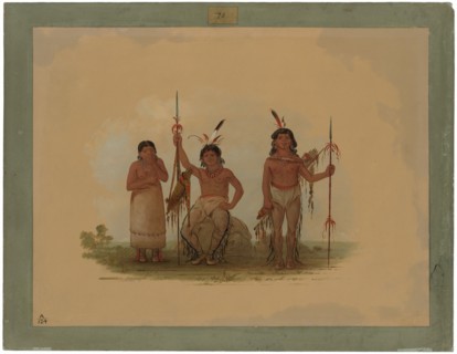 Two Arapaho Warriors and a Woman
