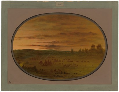 An Indian Encampment at Sunset