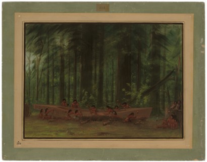 Excavating a Canoe - Nayas Indians