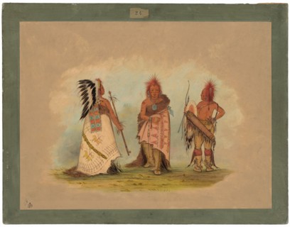 A Pawnee Chief with Two Warriors