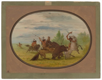 K'nisteneux Indians Attacking Two Grizzly Bears